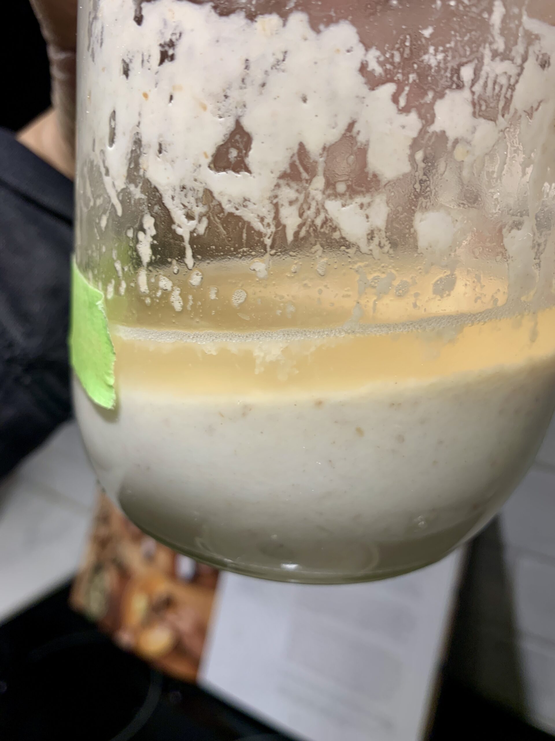 Masa madre en etapas iniciales: separación en capas, hooch y fermentación irregular